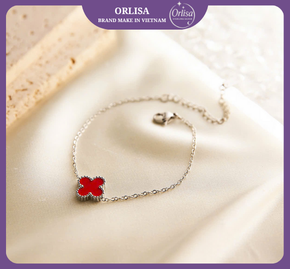 Lắc tay dây màu bạc Vancleef thương hiệu ORLISA0